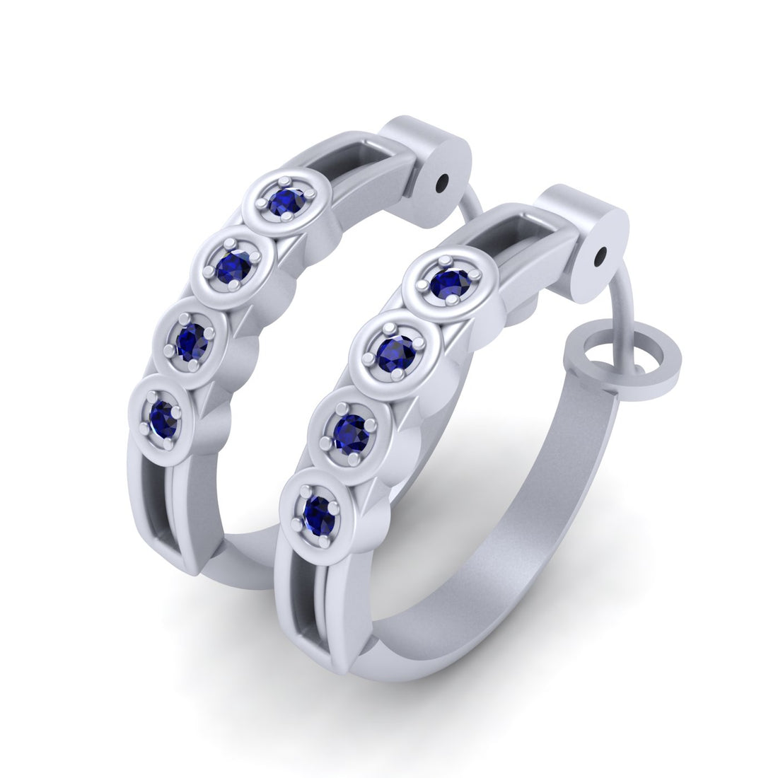 BLUE SAPPHIRE HOOP EARRINGS