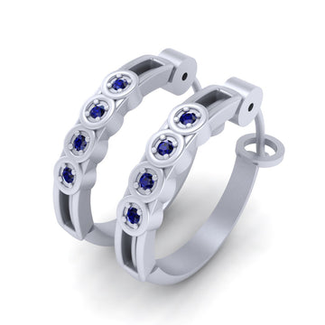 BLUE SAPPHIRE HOOP EARRINGS