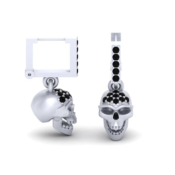 SILVER SKULL HOOP EARRINGS