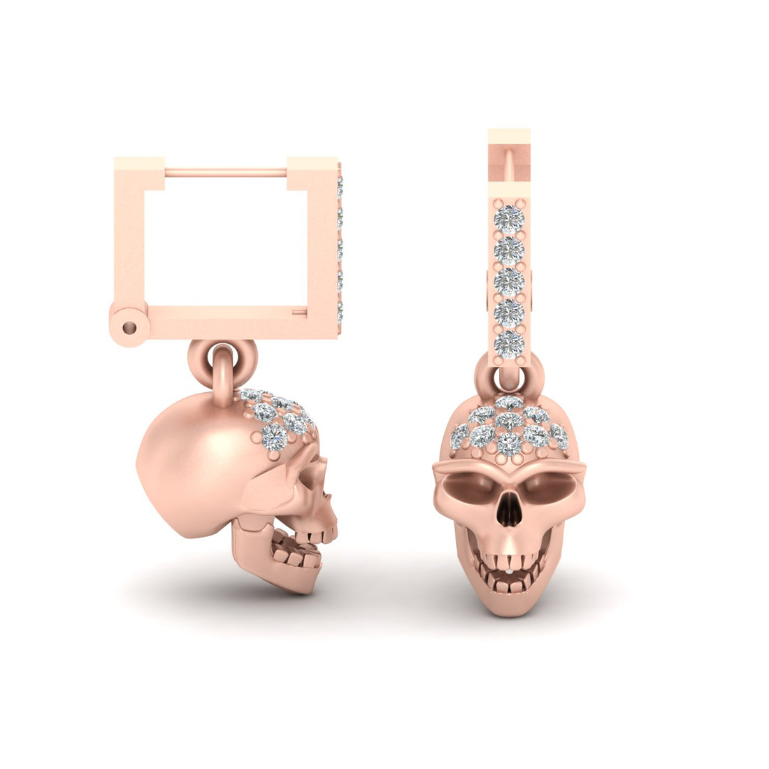 DIAMOND SKULL HOOP EARRINGS