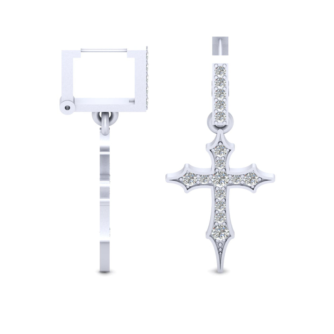DIAMOND CROSS EARRINGS SILVER
