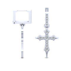 Diamond Cross Earrings Silver Holy Cross Hoop Earrings Jewelry