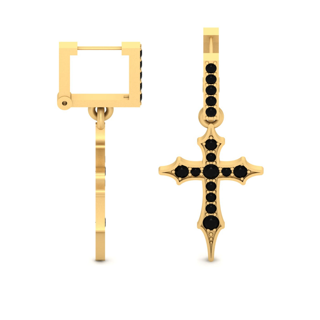 HOLY CROSS HOOP EARRINGS