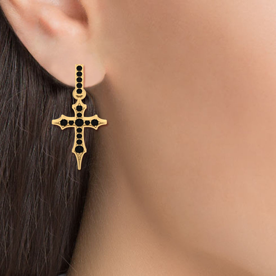 HOLY CROSS HOOP EARRINGS