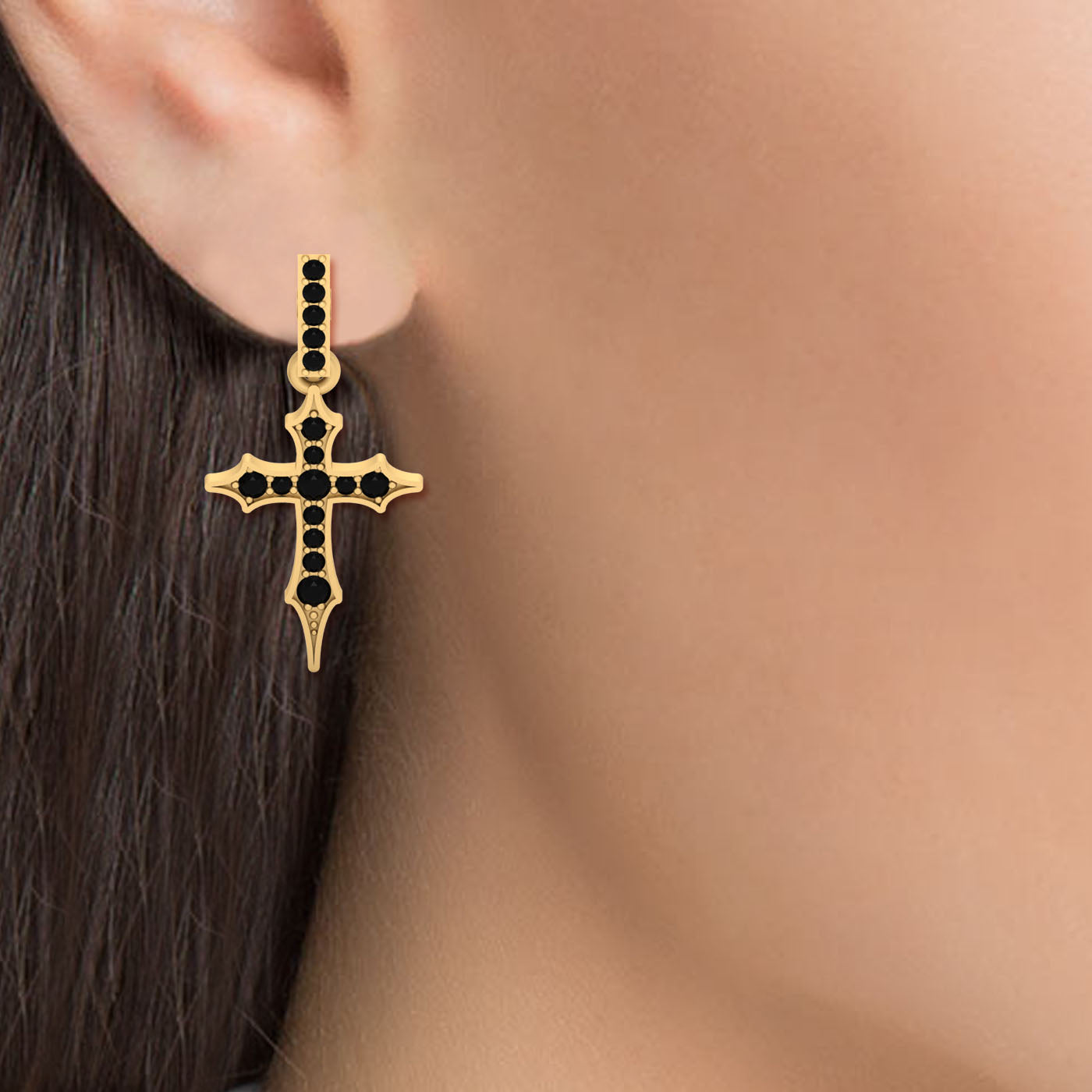 HOLY CROSS HOOP EARRINGS