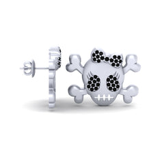 Skull and Crossbones With Bow Earrings Gothic Halloween Jewelry