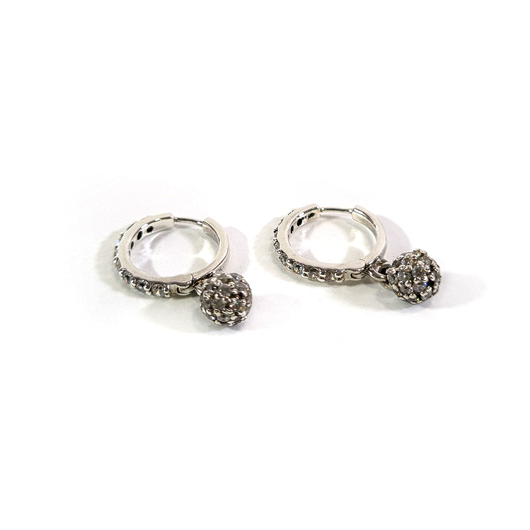HANGING BALL HOOP EARRINGS