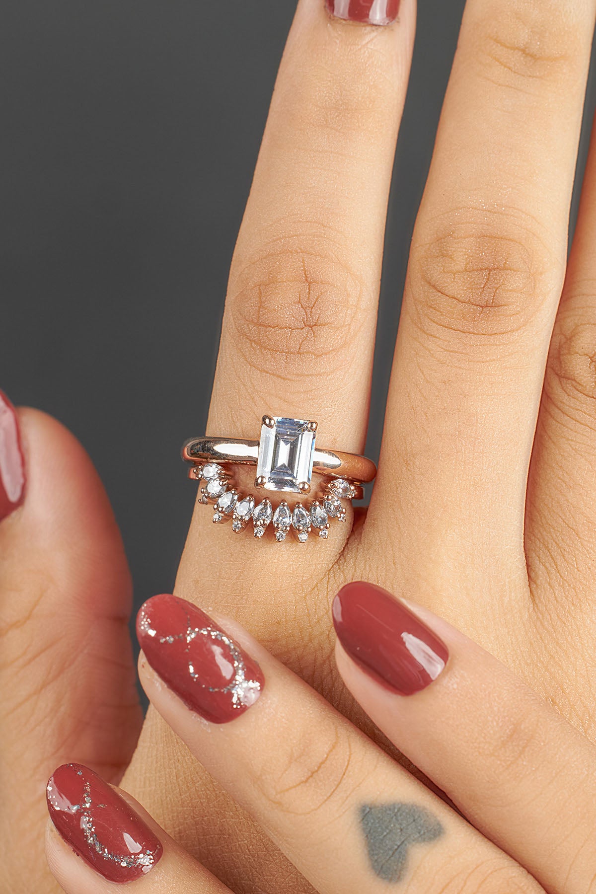 Radiant Diamond Bridal Ring Set Solitaire Engagement Ring Set