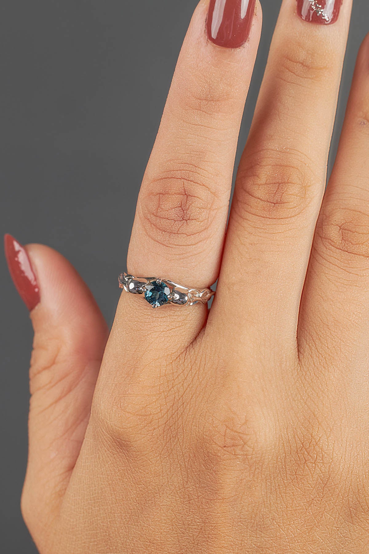 Skull and Snake Ring Set Natural London Blue Topaz Gothic Bridal Ring Tiara Wedding Band