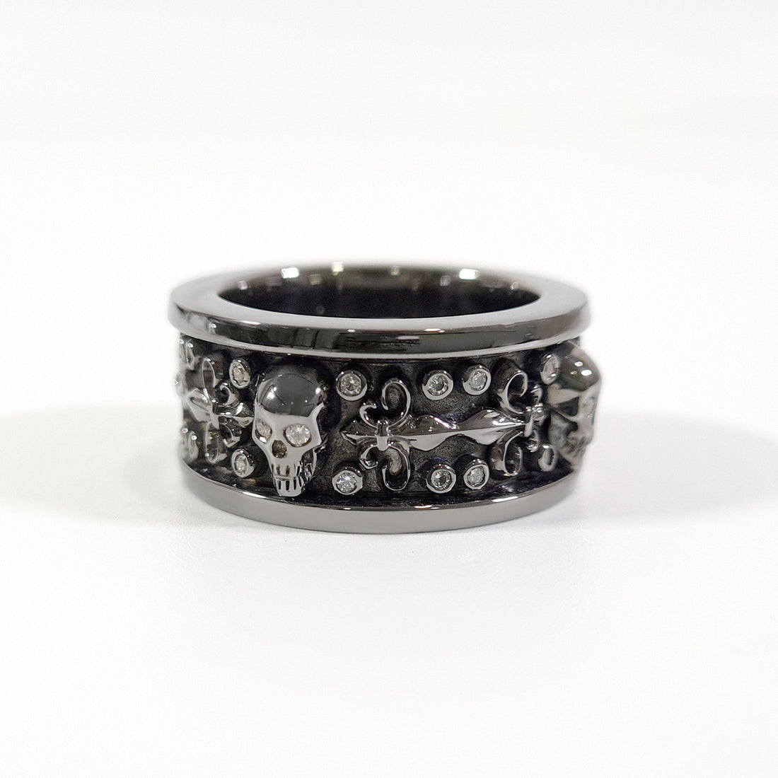 Biker Skull Wedding Band