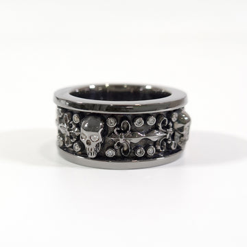 Flower Skull Wedding Band 0.50TCW Diamond Skull Band Bikers Jewelry