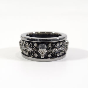 Biker Skull Wedding Band Fleur De Lis Gothic Skull Band For Men Badass