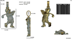 Golfer Pendant Necklace - Moissanite Iced Out Sterling Silver - Part 1