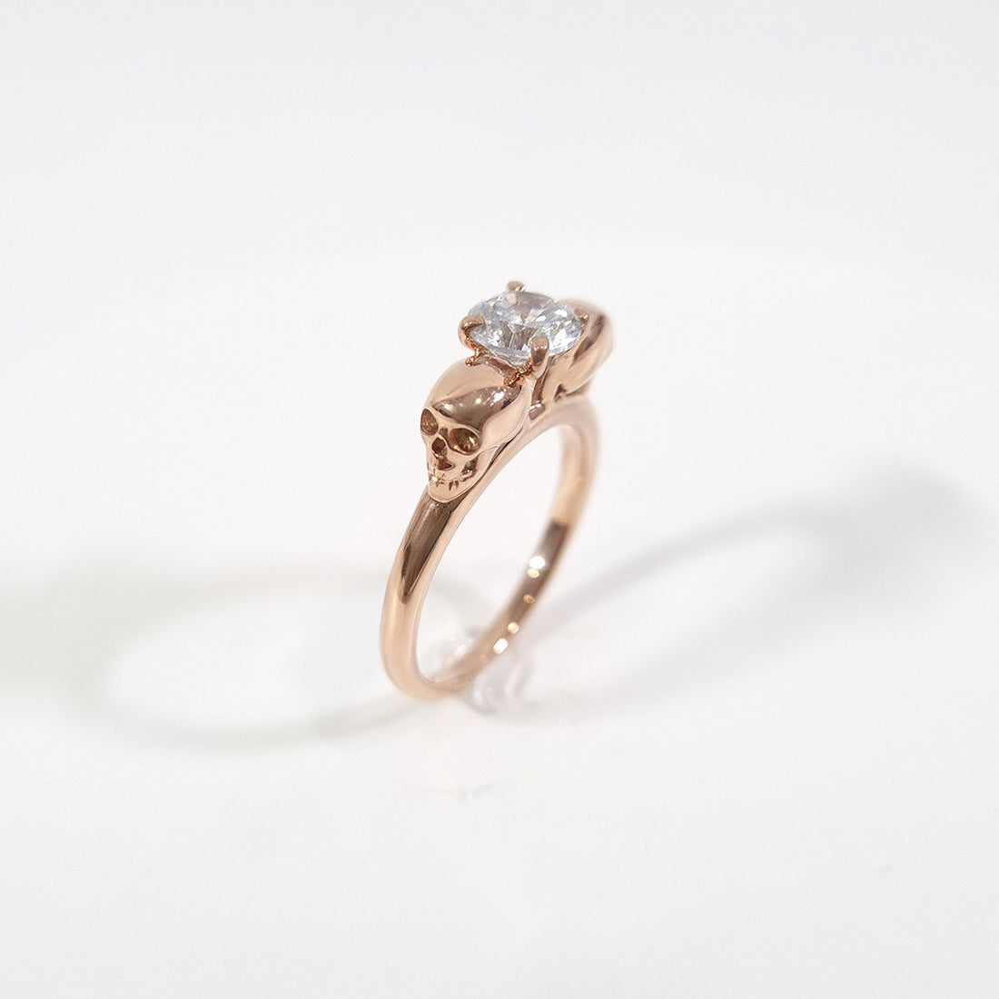 Solitaire CVD Diamond Skull Ring