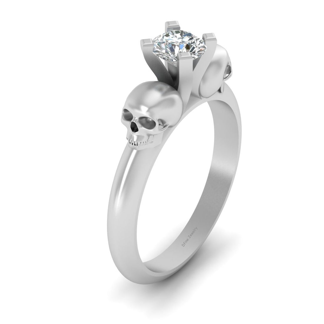Solitaire Diamond Skull Wedding Ring
