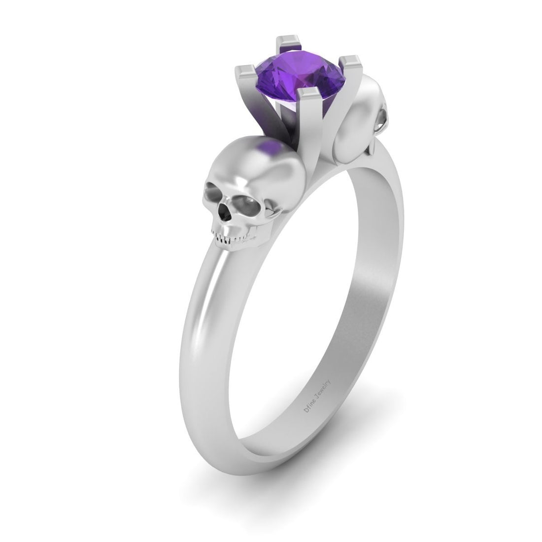 AMETHYST SKULL ENGAGEMENT RING