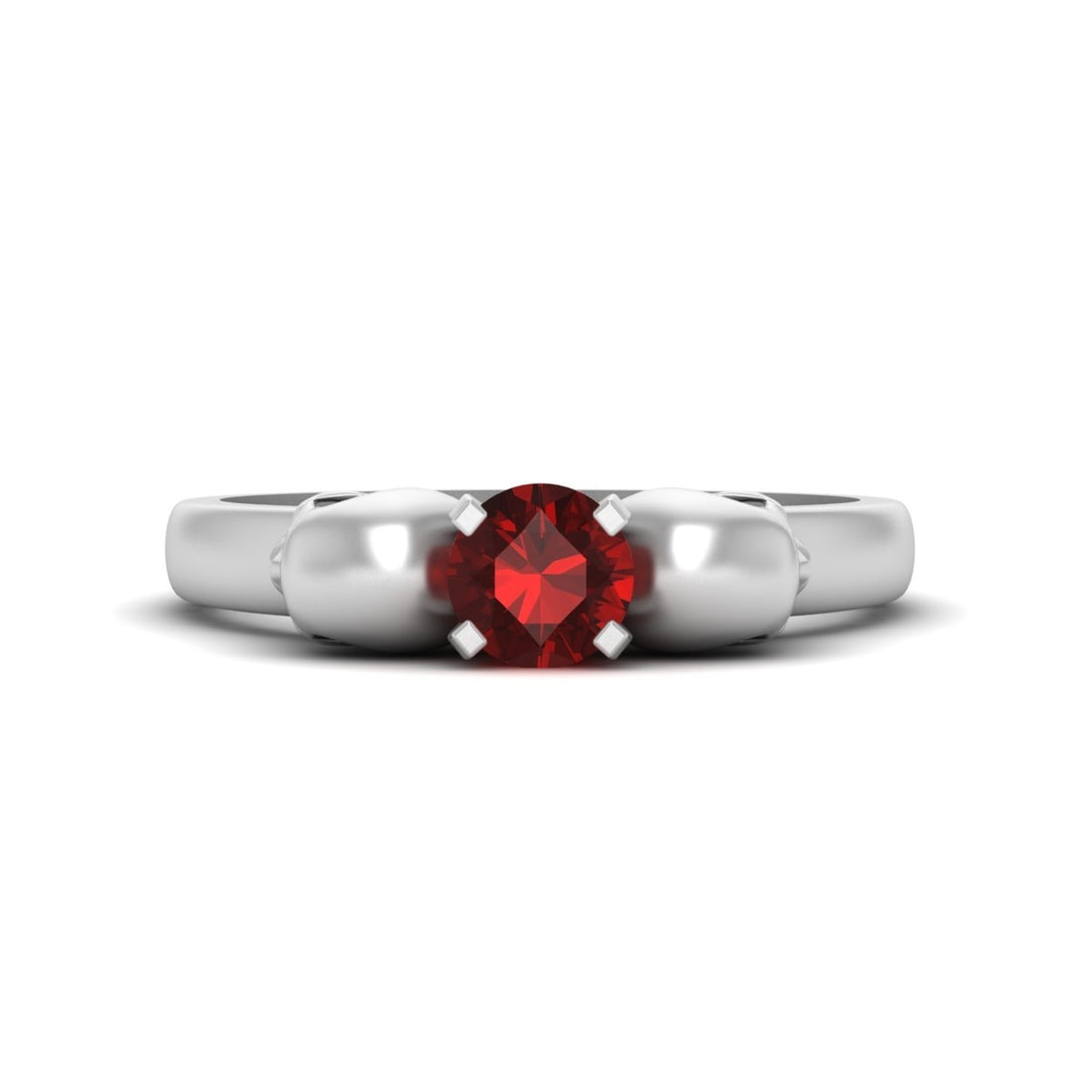 Solitaire Garnet Skull Engagement Ring
