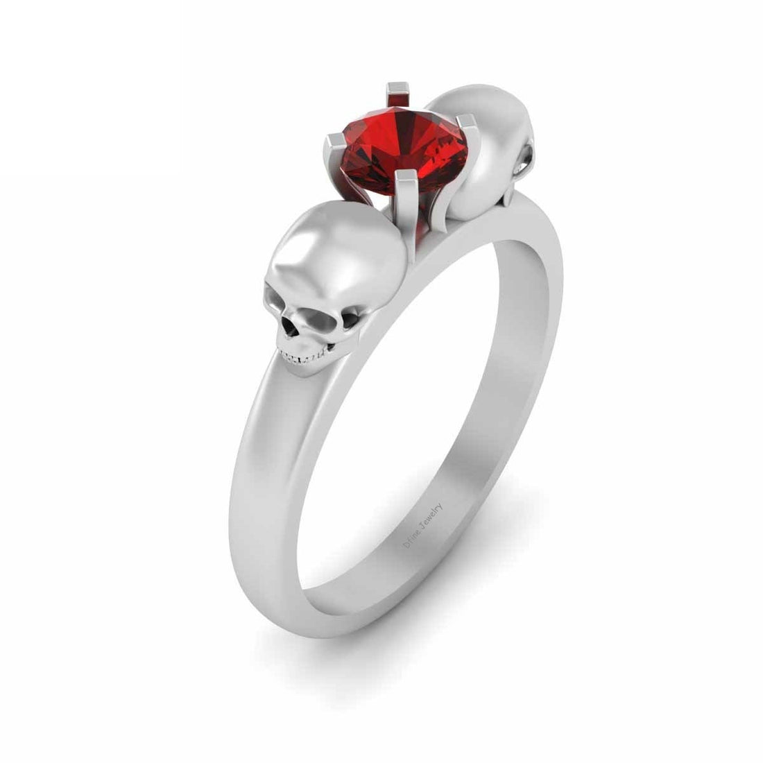 Solitaire Garnet Skull Engagement Ring