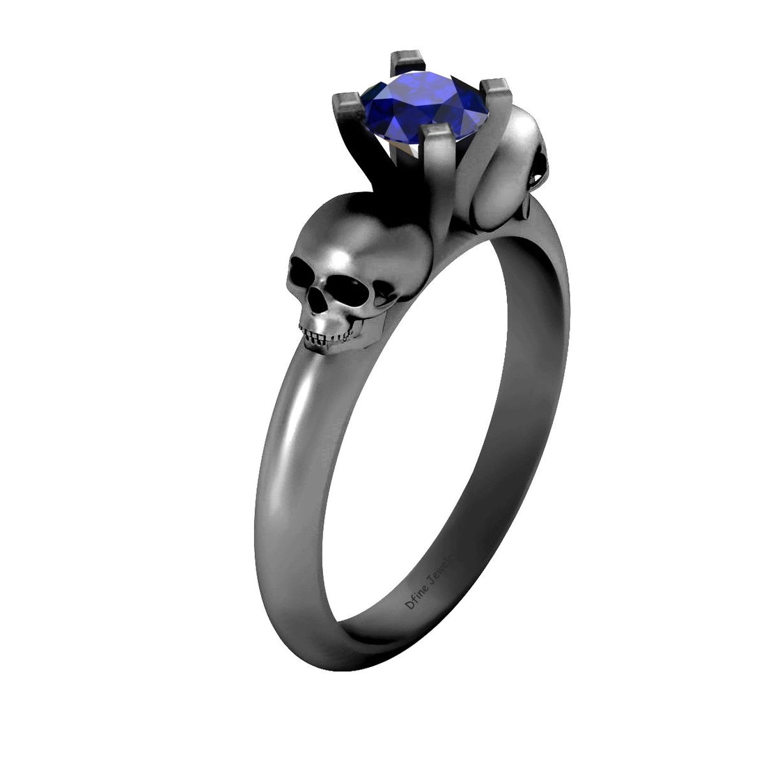 1carat Sapphire Skull Engagement Ring