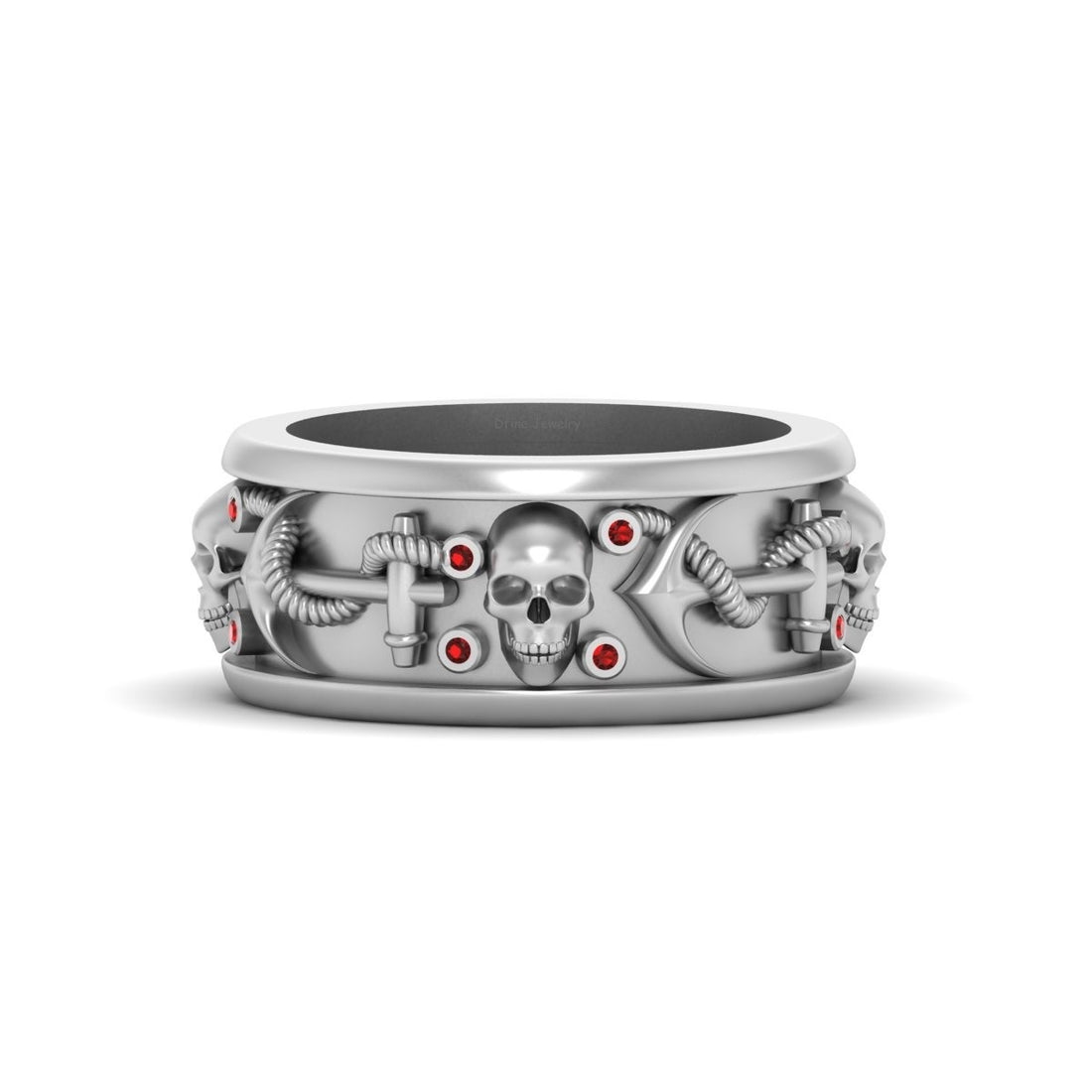Silver Anchor Skull Band