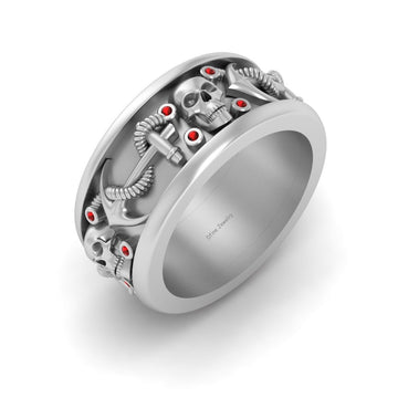 Silver Anchor Skull Band