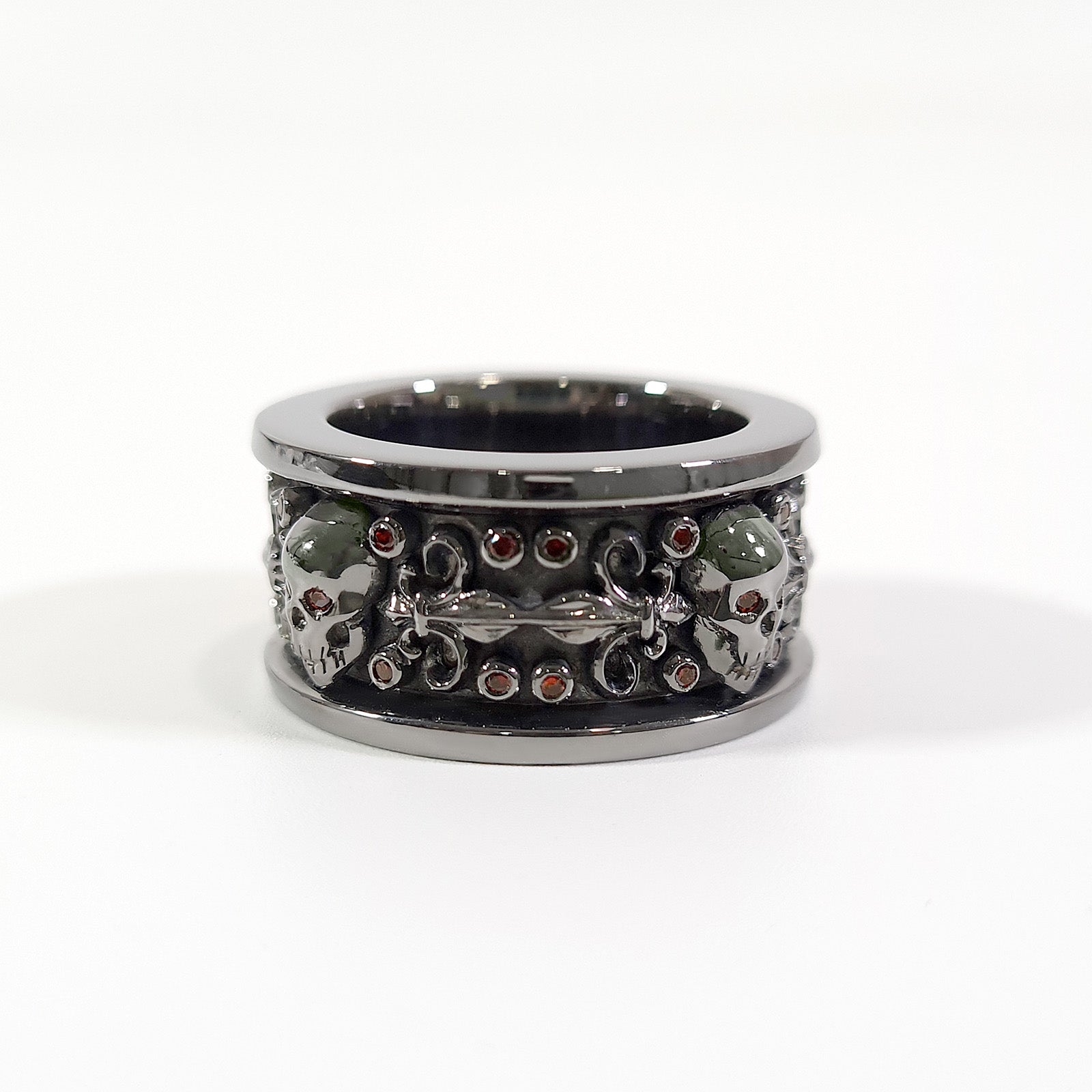 Matching Flower Skull Couple Rings