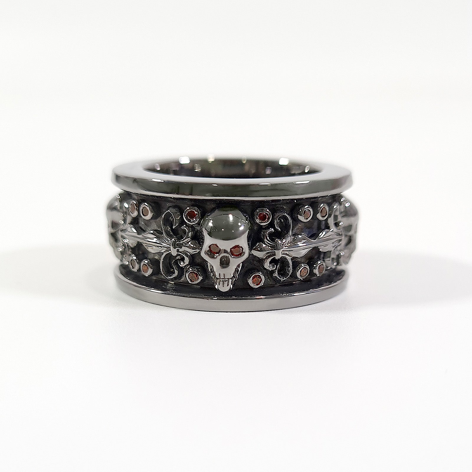 Matching Flower Skull Couple Rings