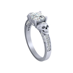 1.70TCW Diamond Skull Engagement Ring Silver Skull Ring Womens