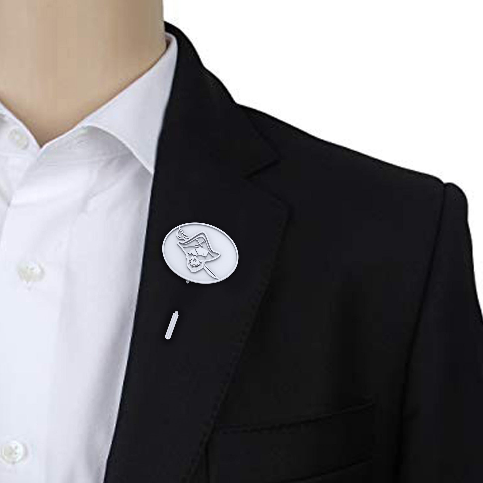 SILVER SKULL LAPEL PIN