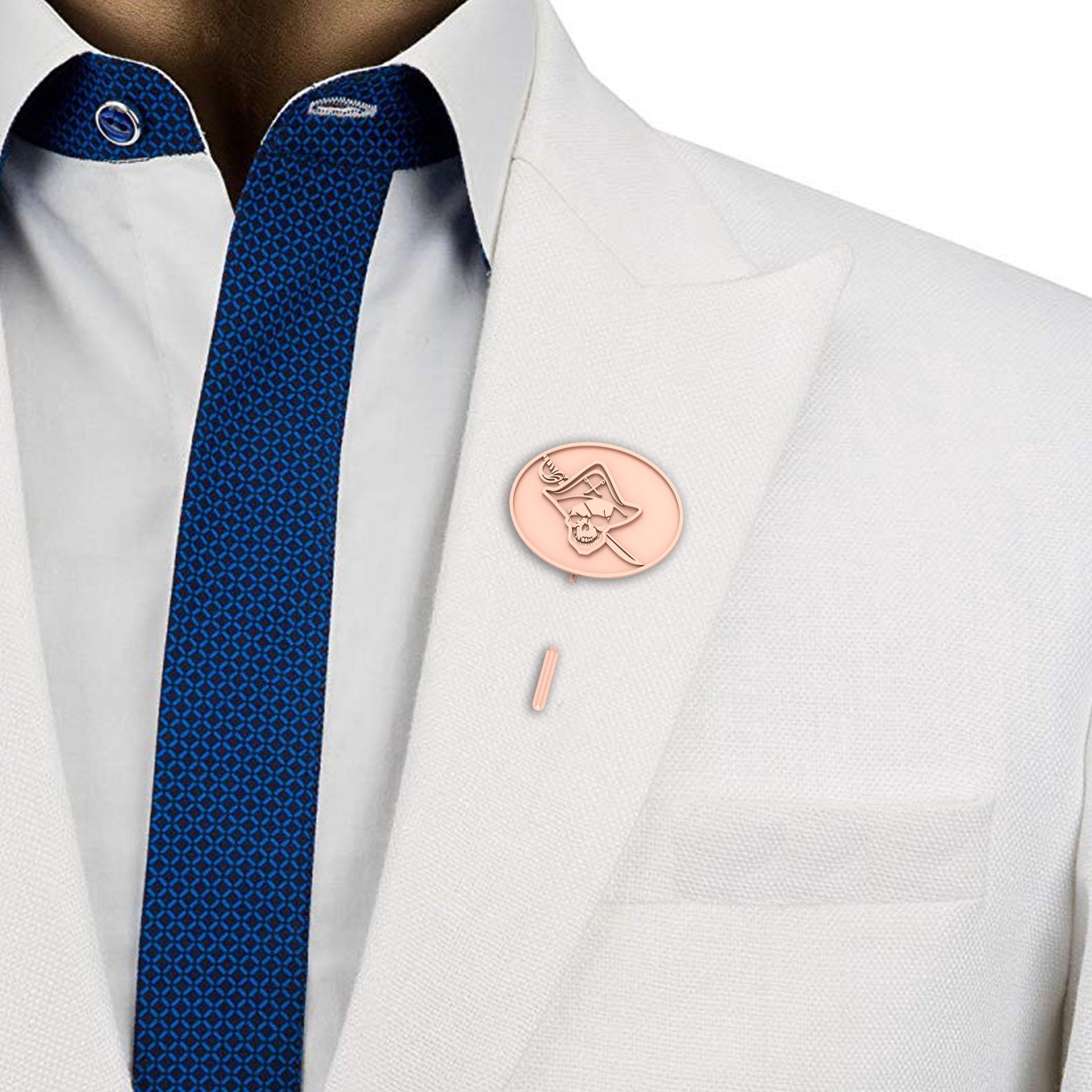 SILVER SKULL LAPEL PIN