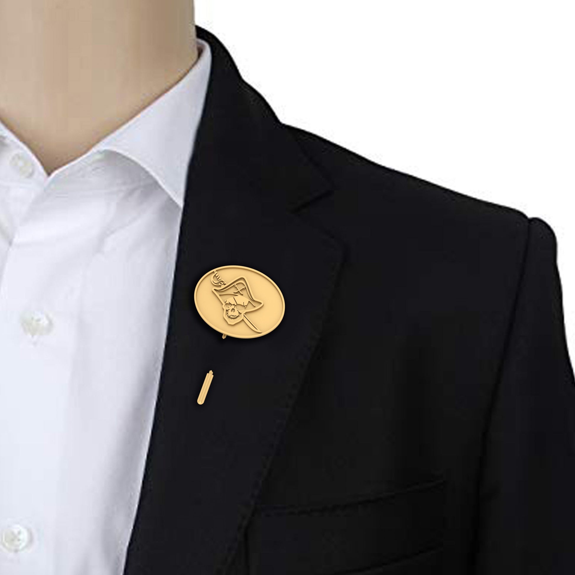 SILVER SKULL LAPEL PIN