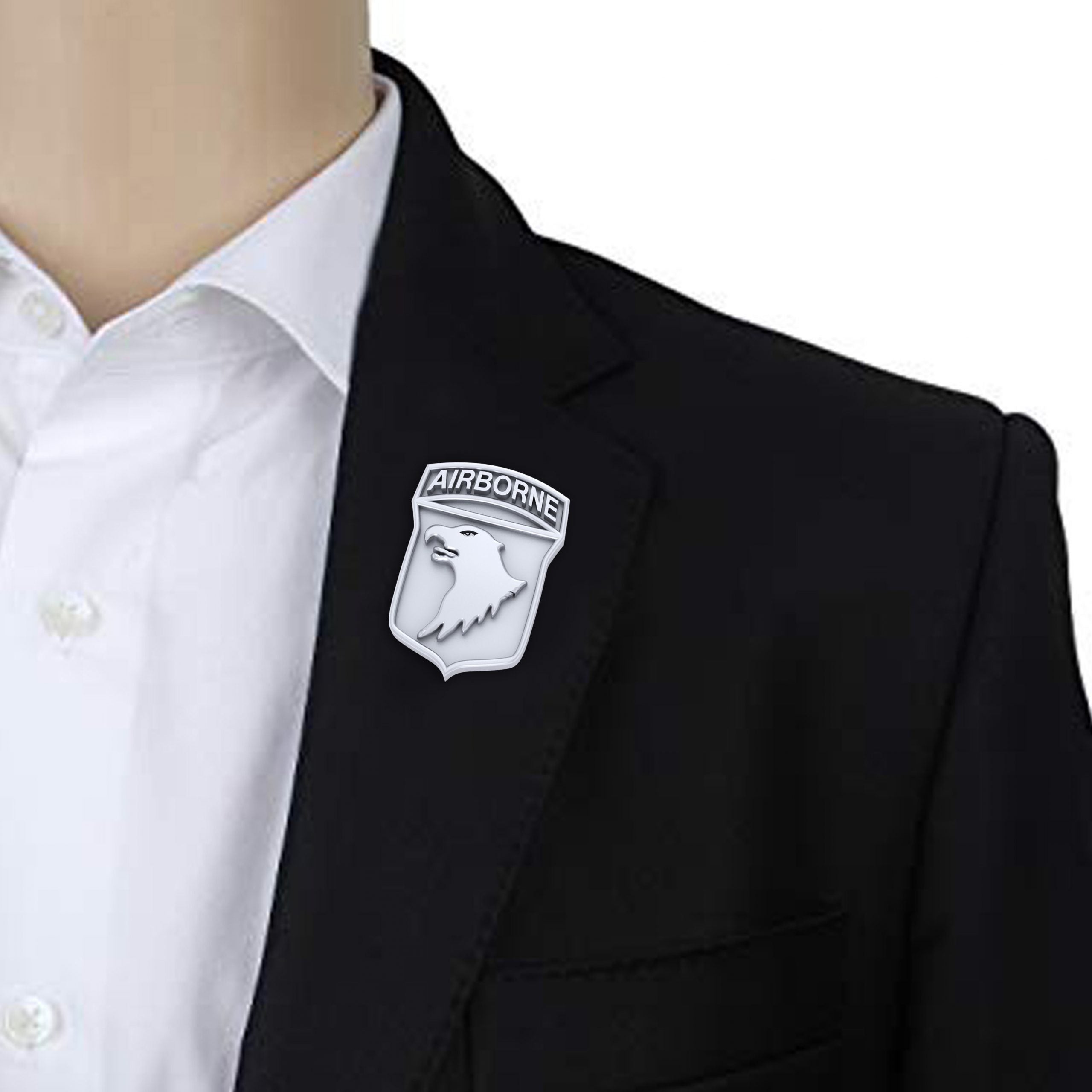 SILVER AIRBORNE LOGO LAPEL PIN