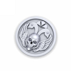 Silver Winged Skull Pin Bird Wings Skull Pin Gothic Halloween Jewelry