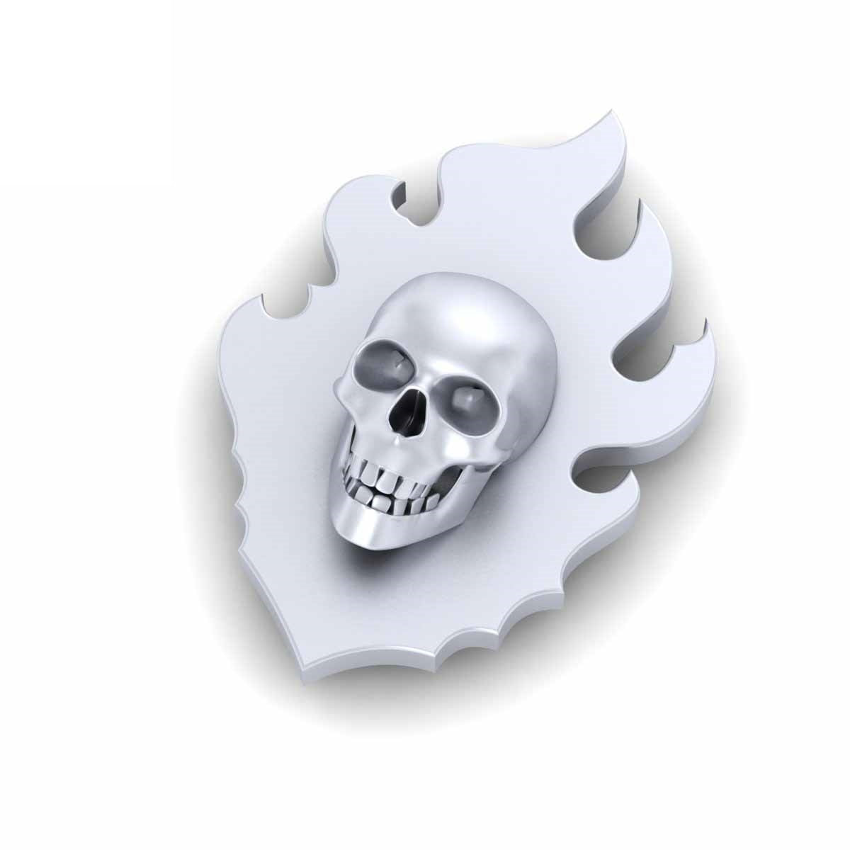 FLAMING FIRE SKULL PIN