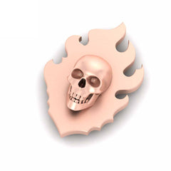 Skull Fire Pin Silver Symbol Of Death Skull With Fire Gothic Jewelry