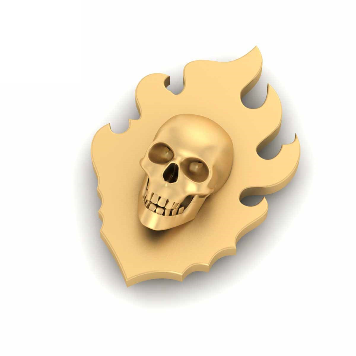 FLAMING FIRE SKULL PIN