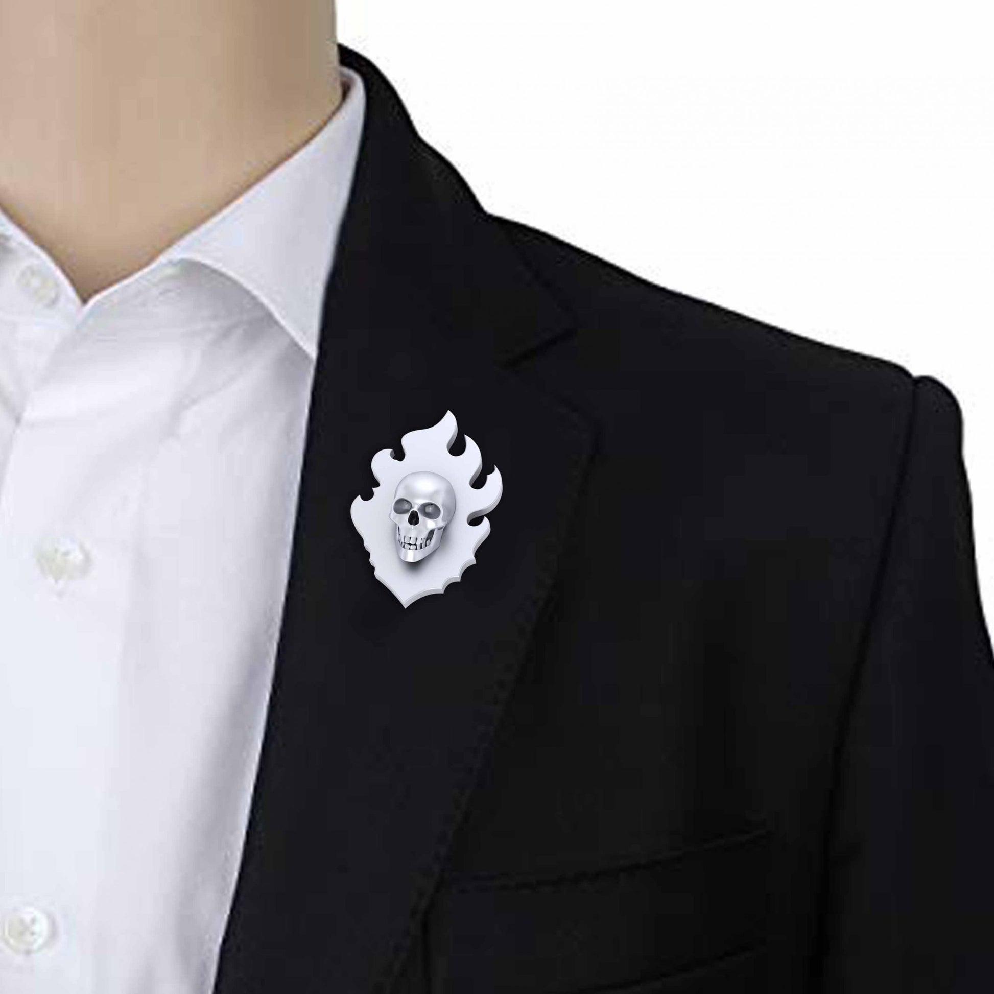 SKULL FIRE PIN SILVER