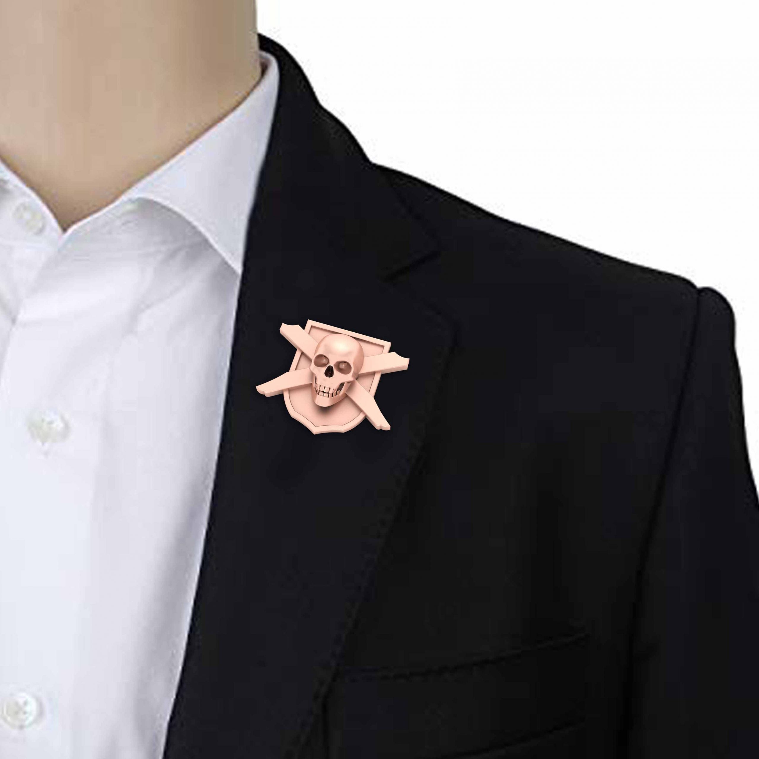 WHITE GOLD SKULL PIN