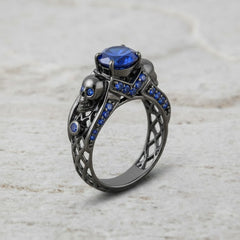Amethyst Skull Engagement Ring Skull Ring For Women Gun Metal Finish