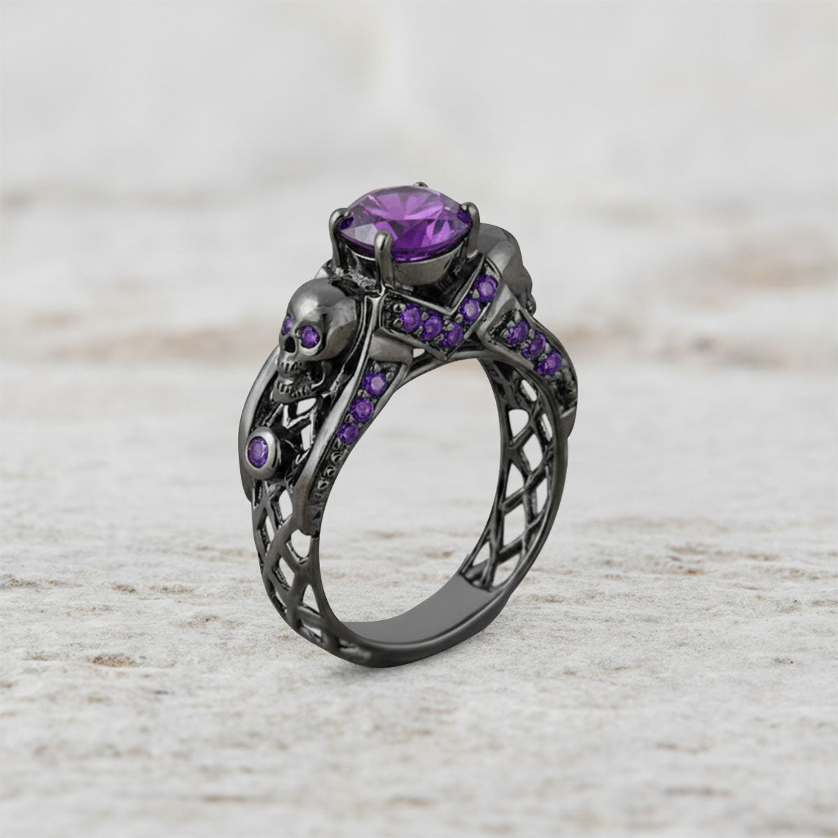 AMETHYST SKULL PROMISE RING