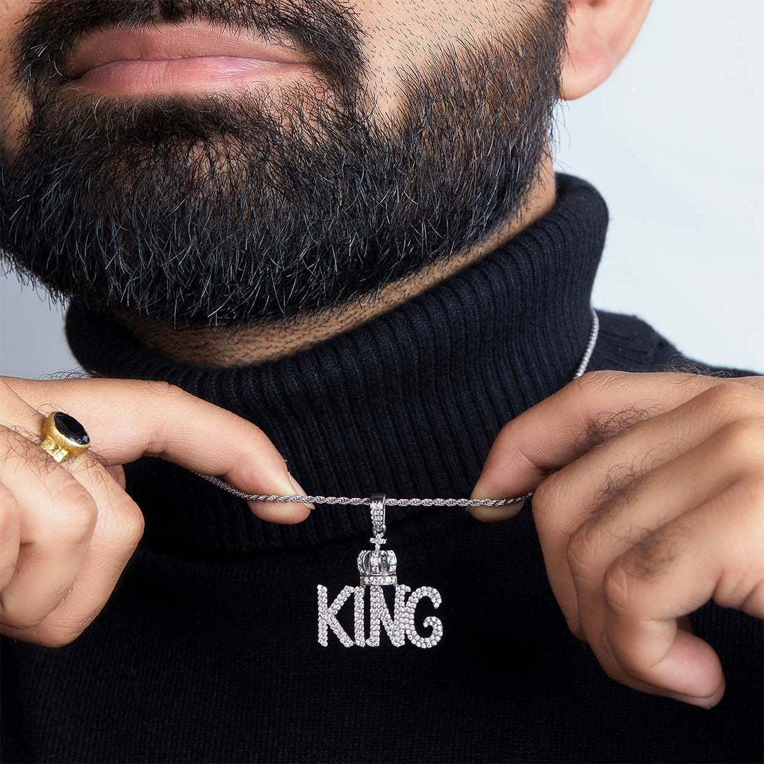 Moissanite Iced Out KING Necklace with Crown Hip Hop Jewelry