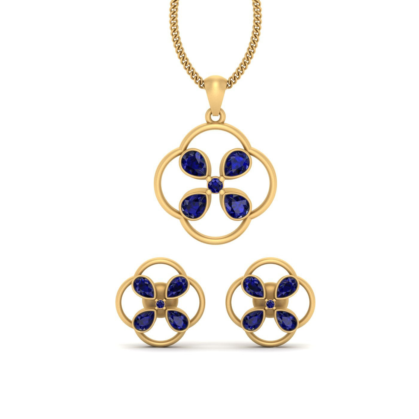 GOLD PENDANT EARRINGS SET
