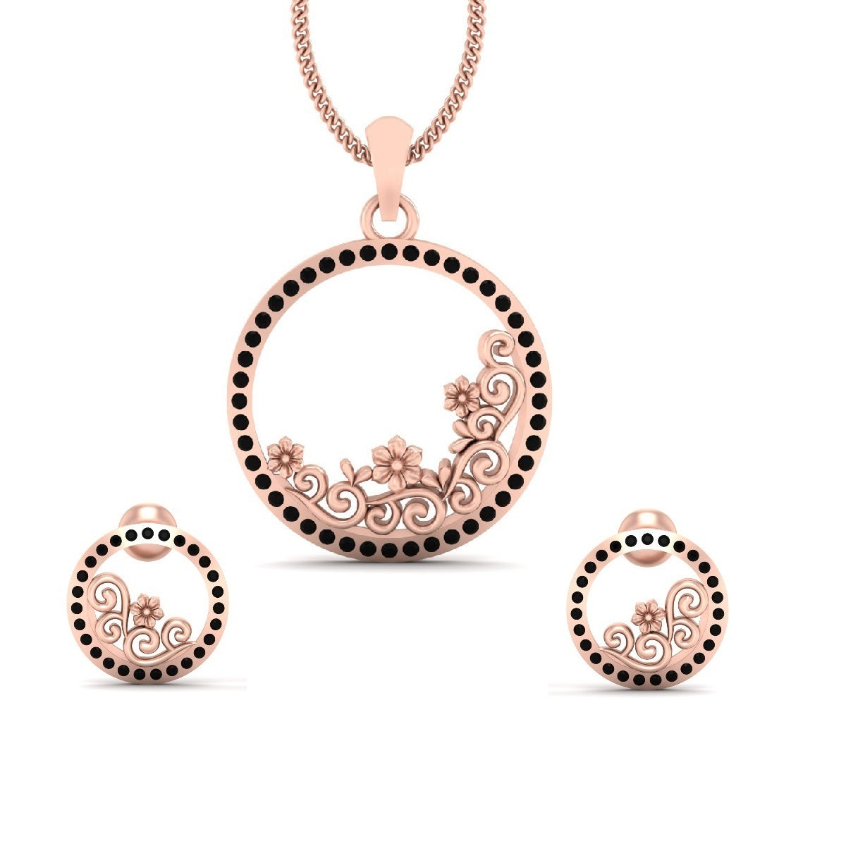 SILVER FLOWER PENDANT SET