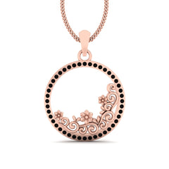 Onyx Filigree Flower Pendant Rose Gold Engagement Pendant Locket