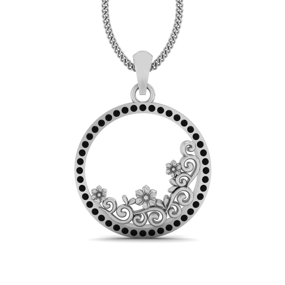 ONYX FILIGREE FLOWER PENDANT