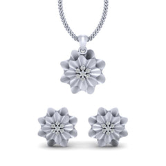 Wavy Pendant Earrings Set Cluster Diamond Wedding Pendant Set