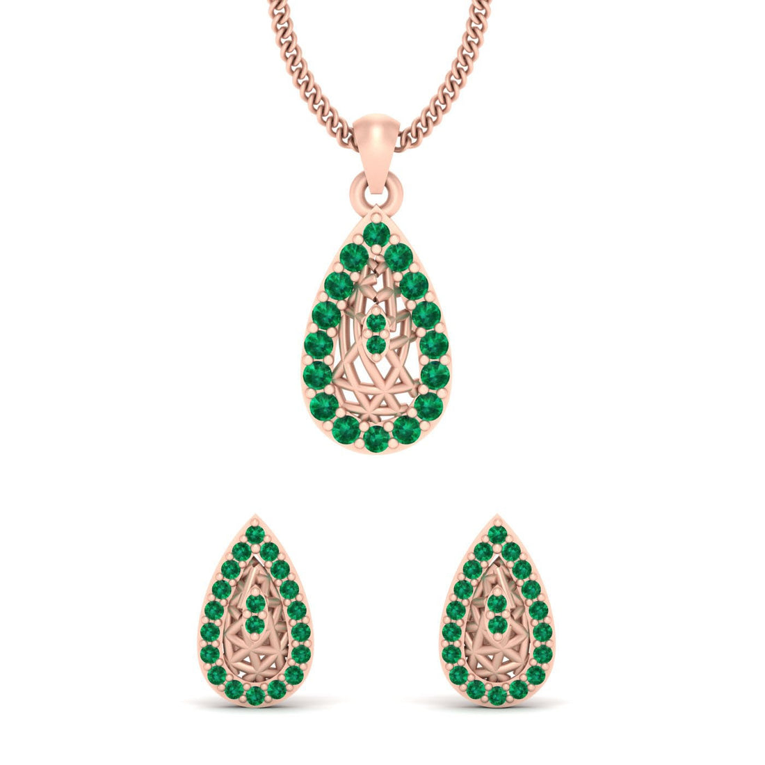 PEAR SHAPE PENDANT EARRINGS SET