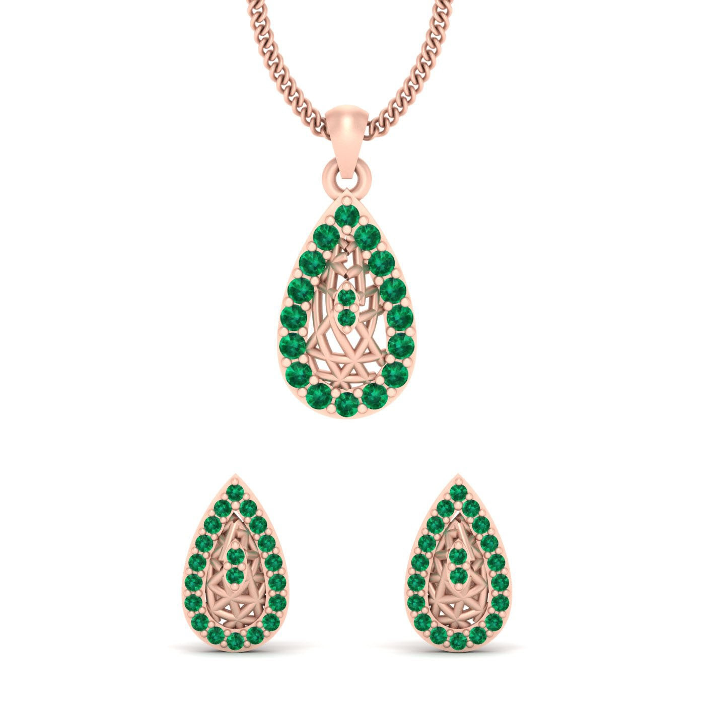 PEAR SHAPE PENDANT EARRINGS SET
