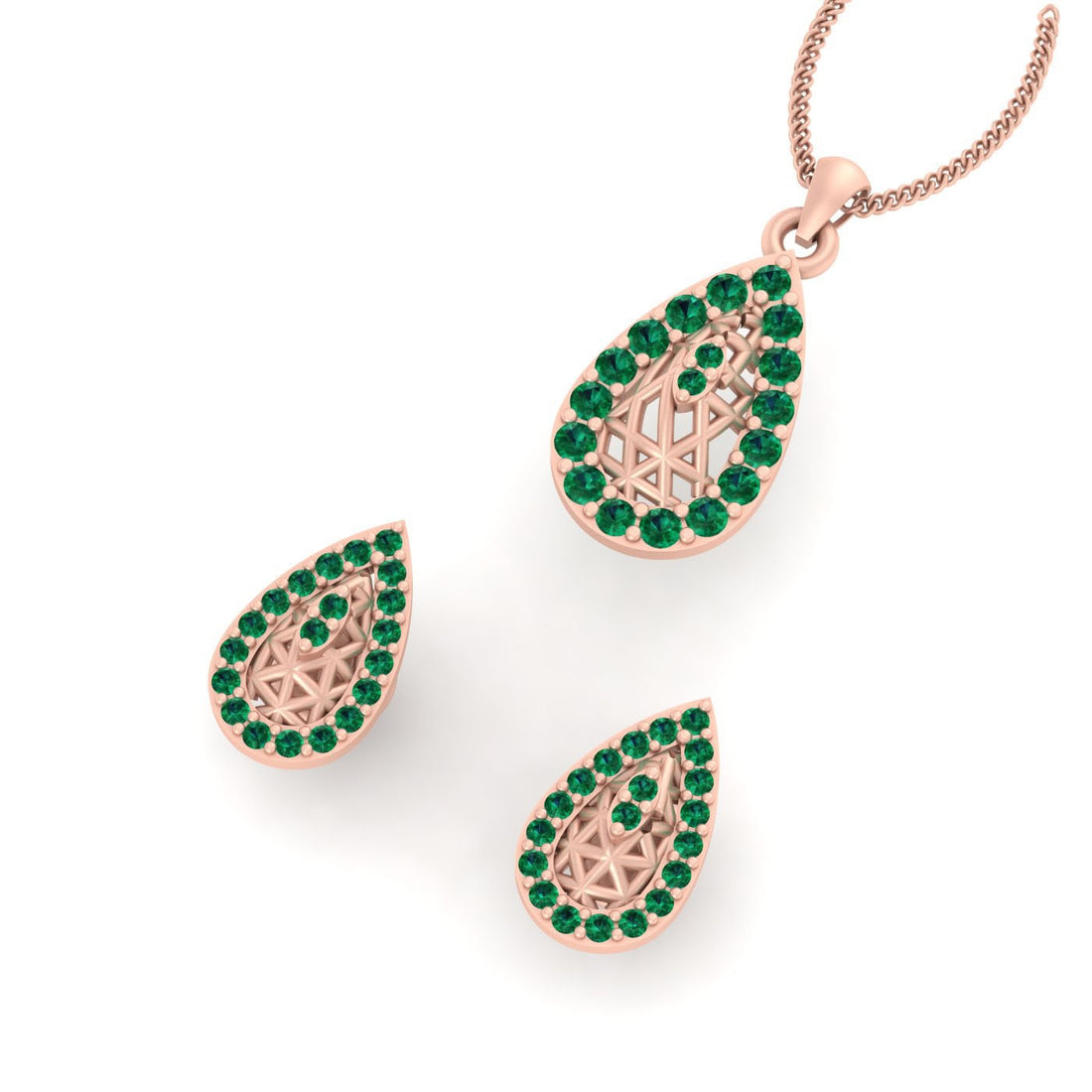 PEAR SHAPE PENDANT EARRINGS SET