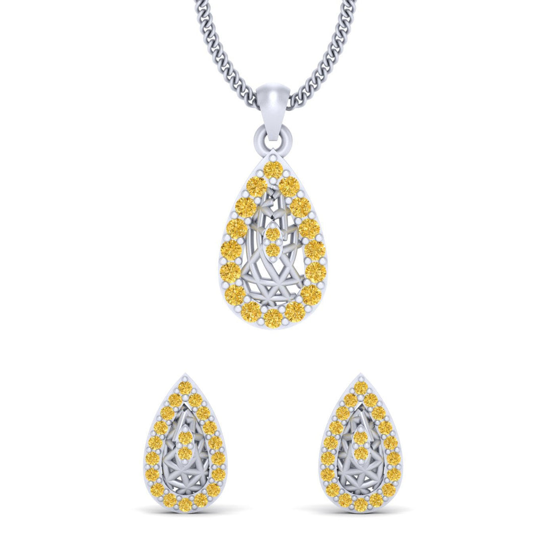 SILVER MESH PENDANT EARRINGS SET